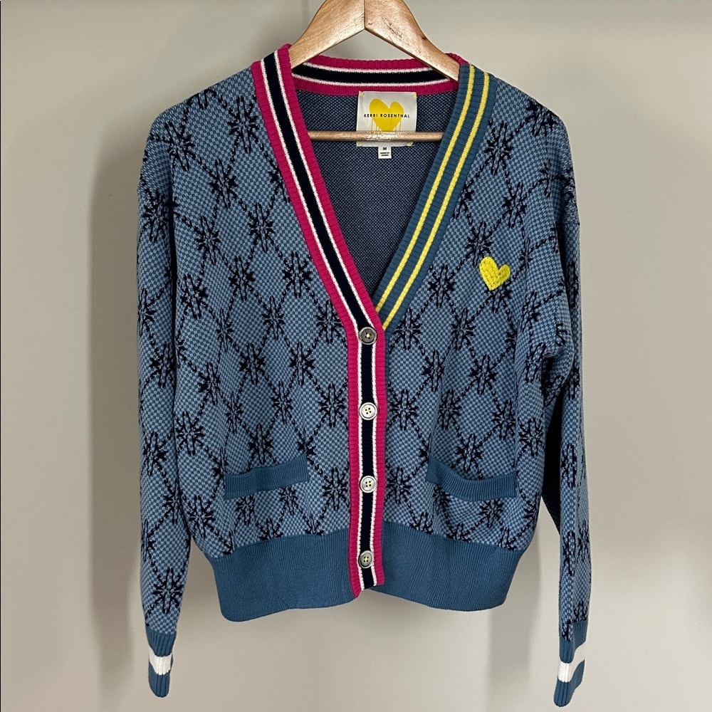 KERRI ROSENTHAL Patterned V-Neck Liv Cardigan - Size M - Picture 4 of 10